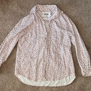 Grayson Women's Button Down Shirt - White and Red Floral